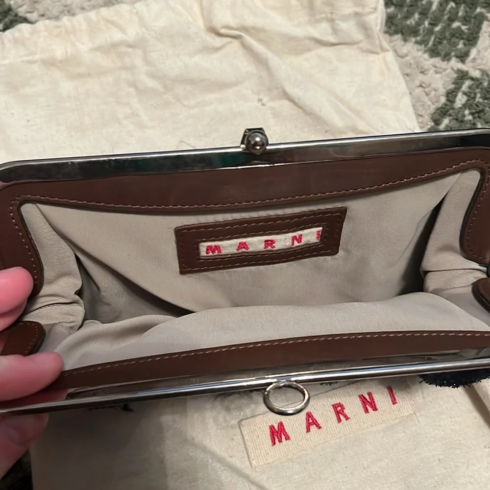 Marni metallic tweed black evening clutch